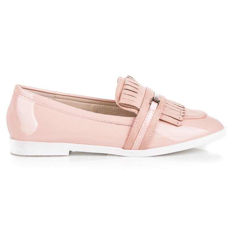 Ideal Shoes Mocassins lacados a pó rosa