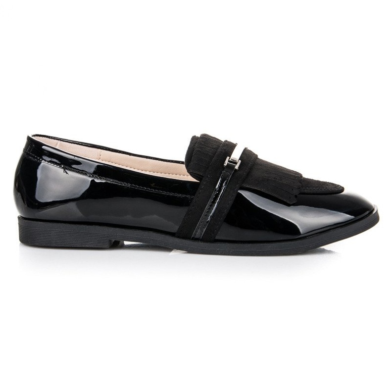 Ideal Shoes Mocassins lacados a preto