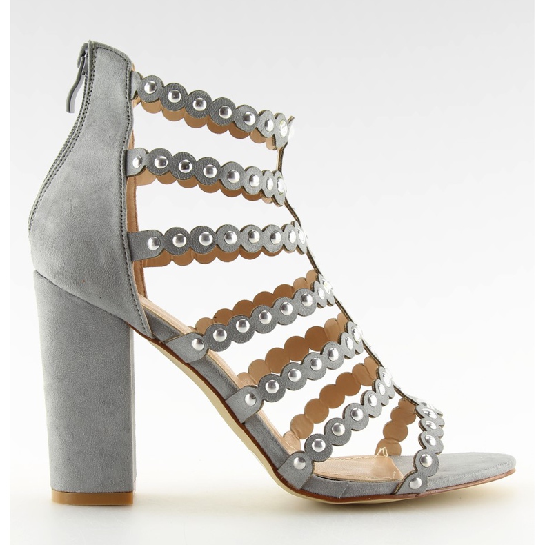 Sandálias de salto alto com tachas cinza cinza