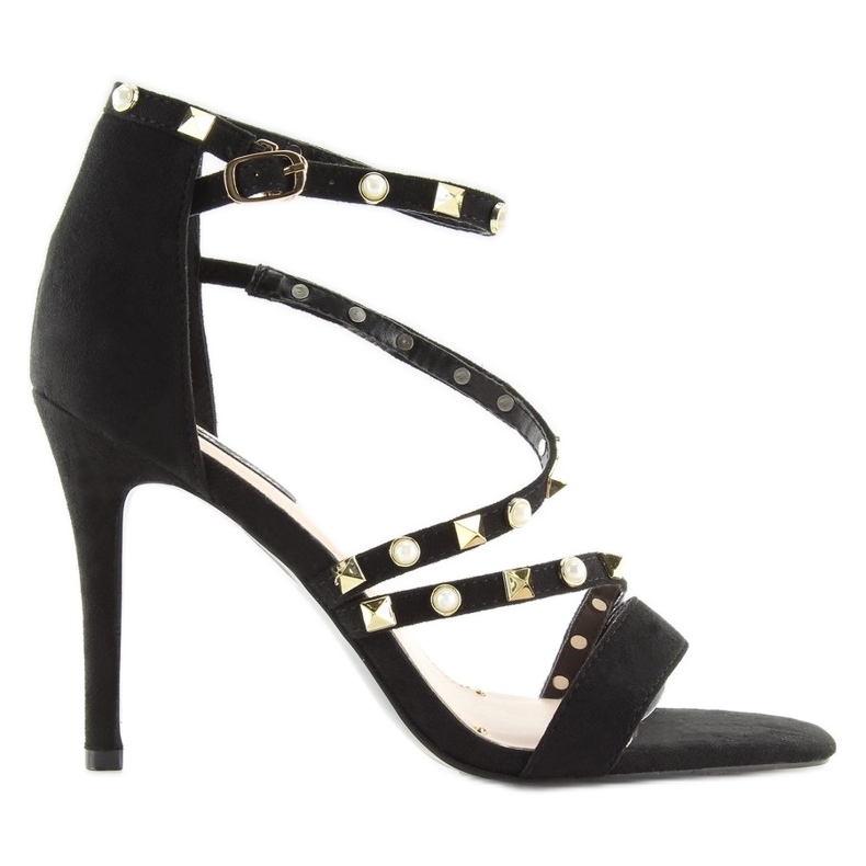 Sandálias pretas de salto alto L6099 Preto