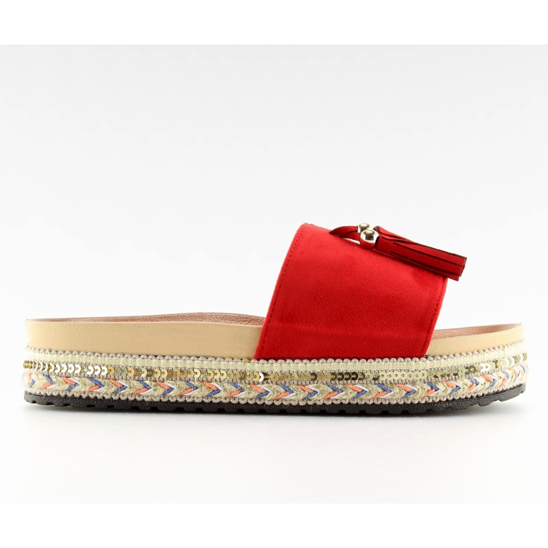 Chinelos vermelhos femininos LS-93 vermelho