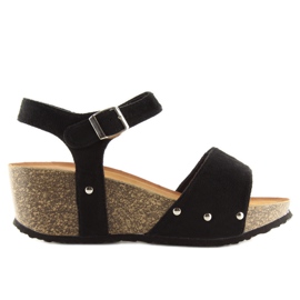 Sandálias pretas com sola de cortiça preta preto