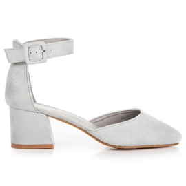 Sandália de salto baixo em camurça cinza