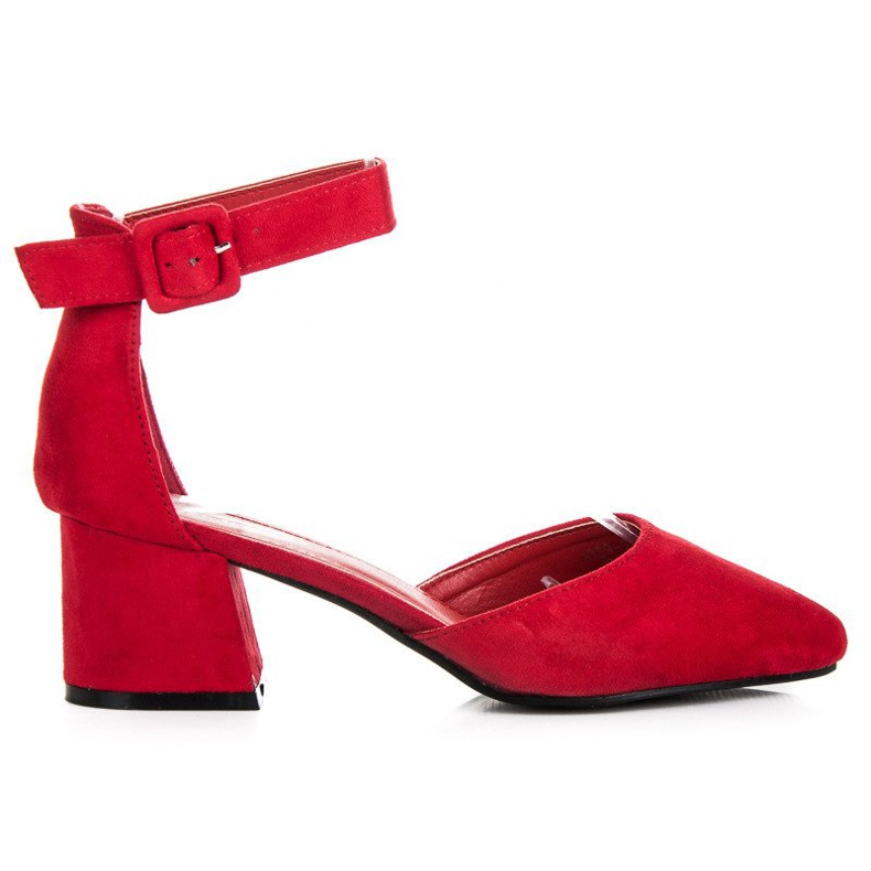Sandália de salto baixo em camurça vermelho
