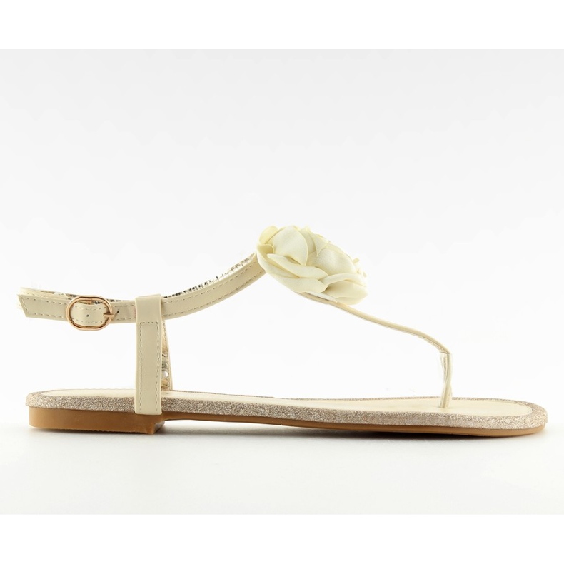 Sandálias flip-flops com flor bege T314P bege