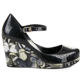 Sandália Meliski com salto de cunha vinceza preto