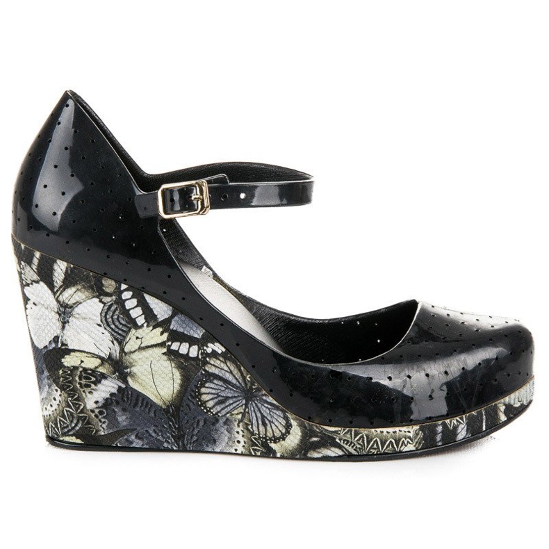 Sandália Meliski com salto de cunha vinceza preto