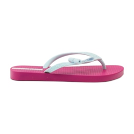 Chinelos Glitter com laço Ipanema rosa cinza