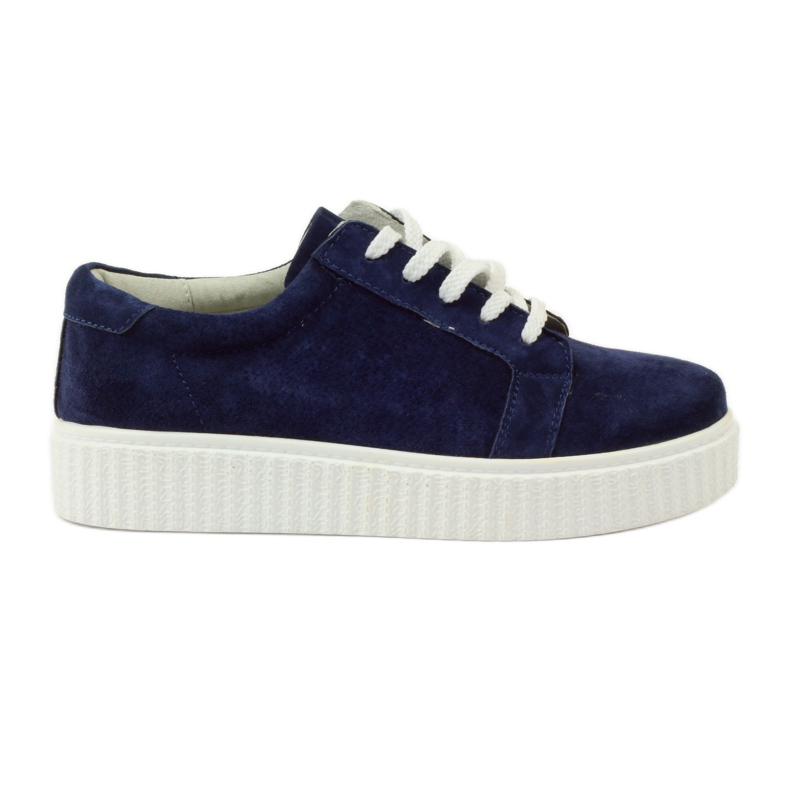 Sapatos de couro Creepers Filippo 036 azul marinho