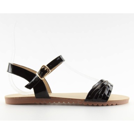 Sandálias com riscas pretas brilhantes preto