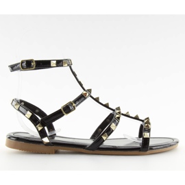 Sandálias de mulher com tachas pretas H56 pretas preto