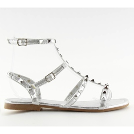 Sandálias de mulher com tachas prateadas H56 Silver cinza