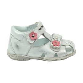 Sandálias Bartuś para velcro com flores prateadas prata Sandálias Bartuś para velcro com flores prateadas prata