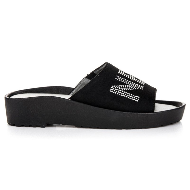 Chinelos de camurça preta VINCEZA preto