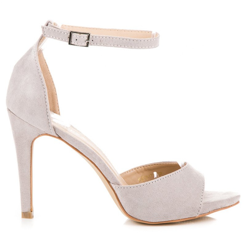 Sandália vinceza salto alto de camurça cinza