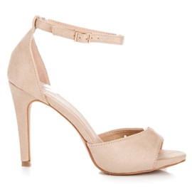 Sandália vinceza salto alto de camurça marrom