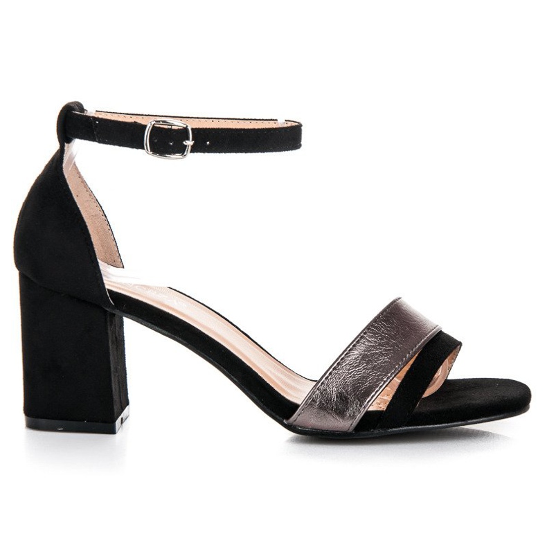 Sandália vinceza salto alto de camurça preto