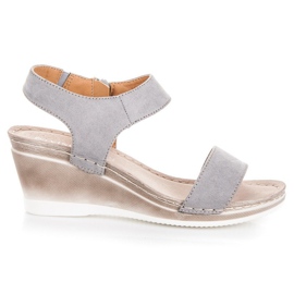 Sandálias de cunha de camurça vinceza cinza