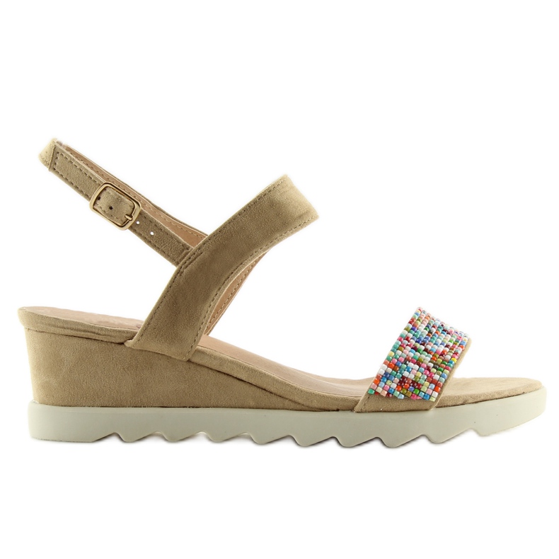 Sandália bege taupe com salto baixo Sandália bege taupe com salto baixo