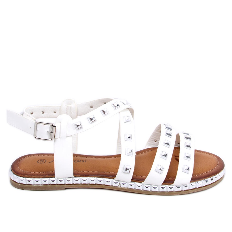 Sandálias brancas com tachas WL193 Branco Sandálias brancas com tachas WL193 Branco