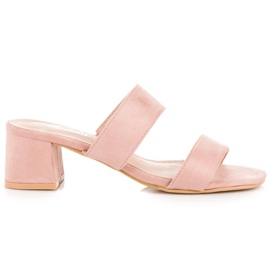 Renda chinelos de camurça rosa