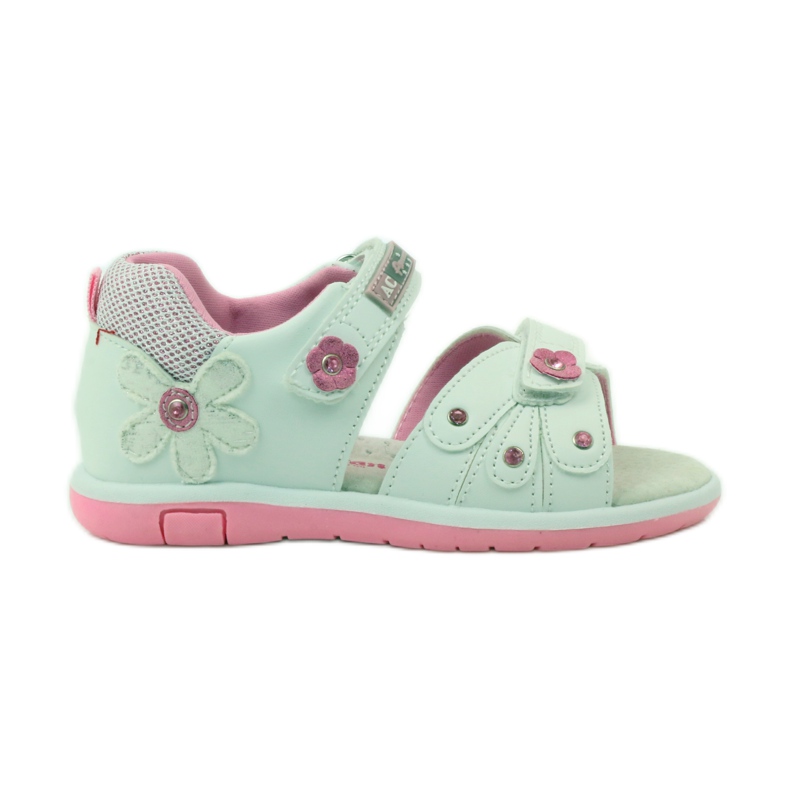 American Club Sandália infantil com aplicação de couro American 87285 rosa branco