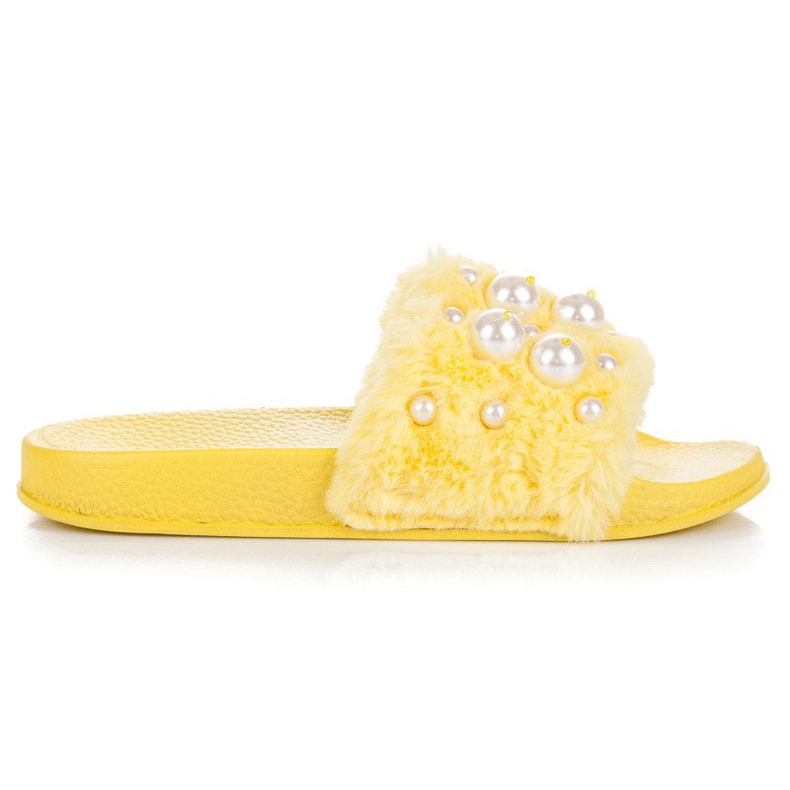 Wilady chinelos amarelos com pérolas