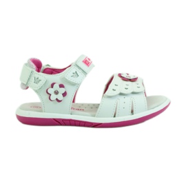 American Club Sandália infantil com aplicação de couro americano 93606 rosa branco