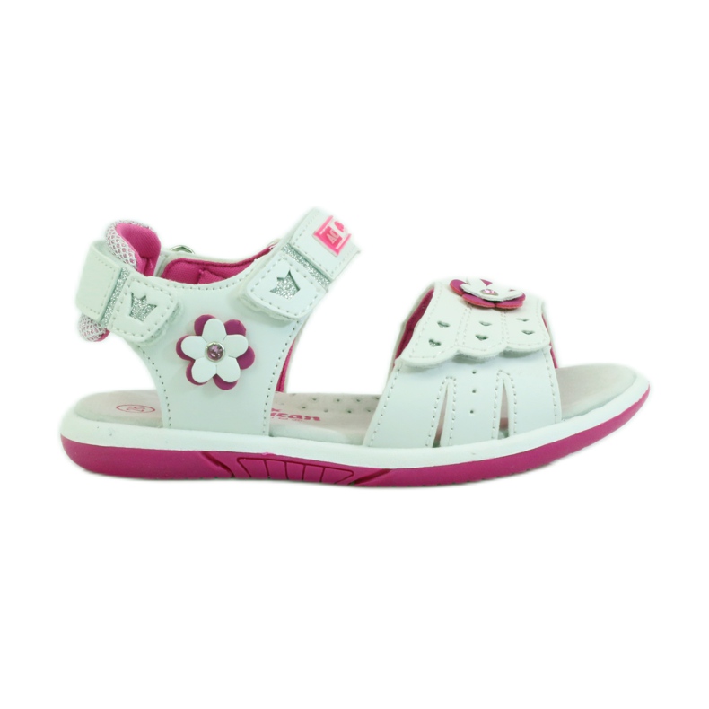 American Club Sandália infantil com aplicação de couro americano 93606 rosa branco