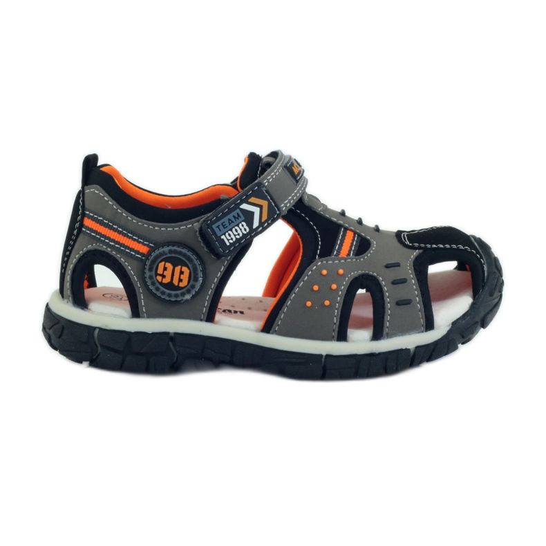 American Club Sandálias com inserção de couro americano 93594 cinza laranja