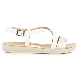 Sandálias rasas com fivela vinceza branco Sandálias rasas com fivela vinceza branco