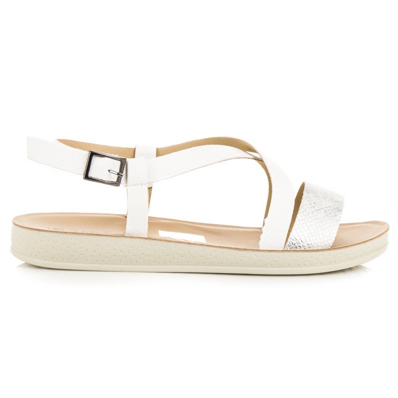 Sandálias rasas com fivela vinceza branco Sandálias rasas com fivela vinceza branco