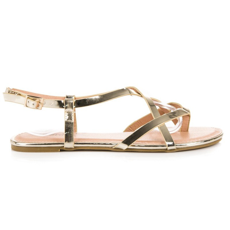 Evento sandálias rasas douradas dourado