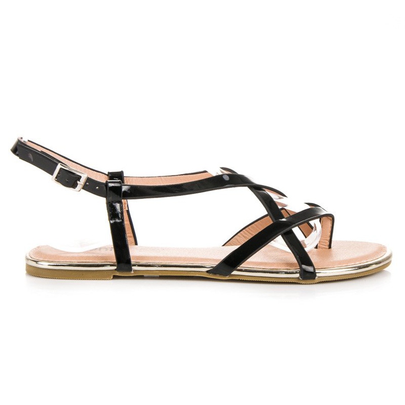 Evento sandálias rasas pretas preto