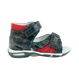 Sandálias masculinas de couro com velcro e refletores RenBut 1407 cinza