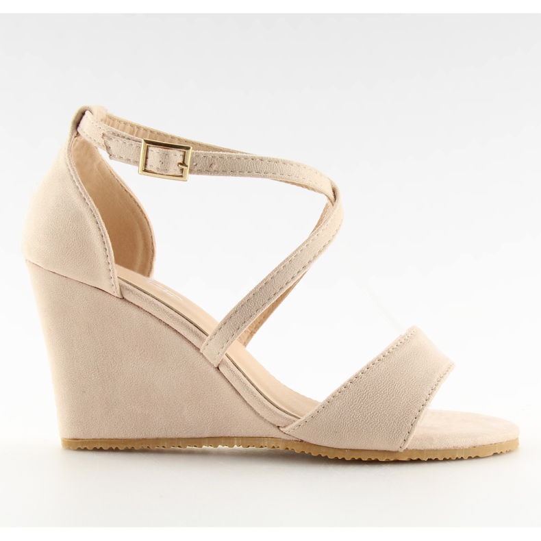 Sandálias de cunha bege 266-6 bege