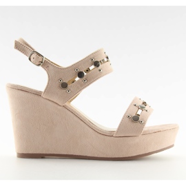 Sandálias de cunha bege 1606 Bege