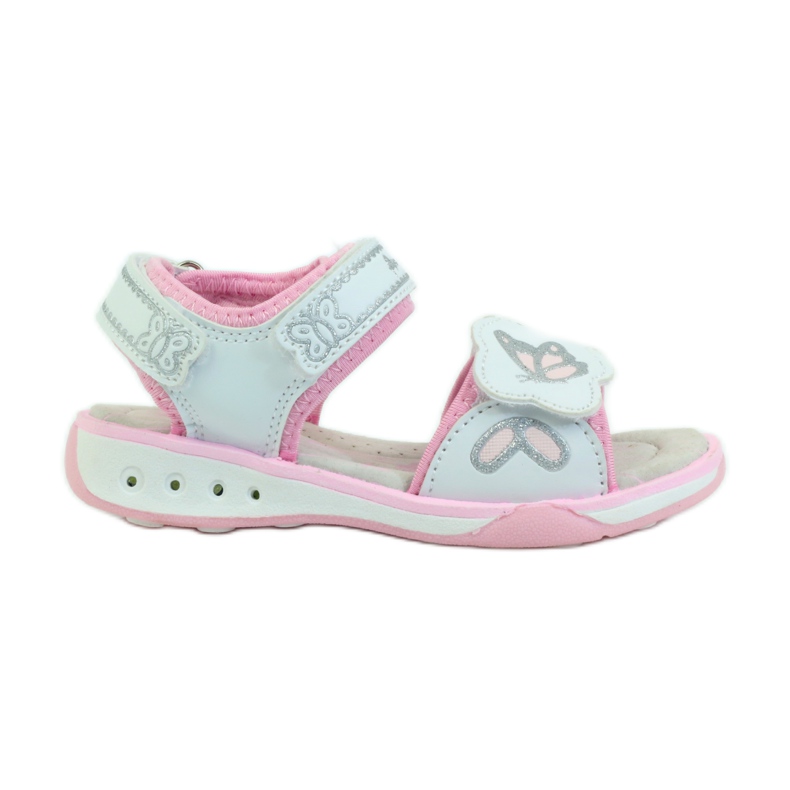American Club Sapatos infantis sandálias palmilha de couro brilhante americano rosa cinza branco