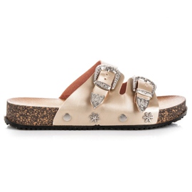 Seastar chinelos de ouro com fivelas dourado