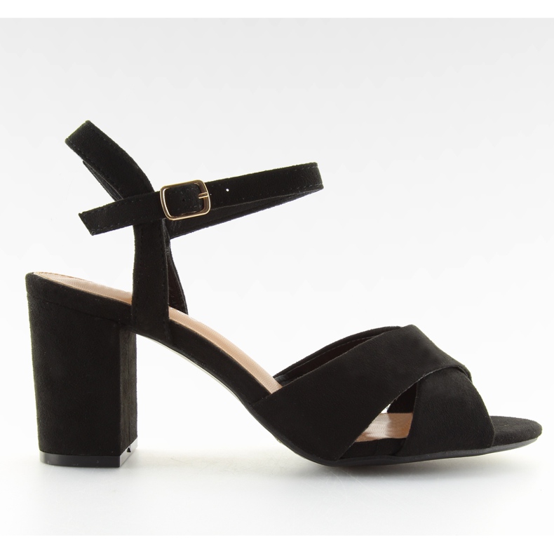 Sandálias com salto largo preto 100