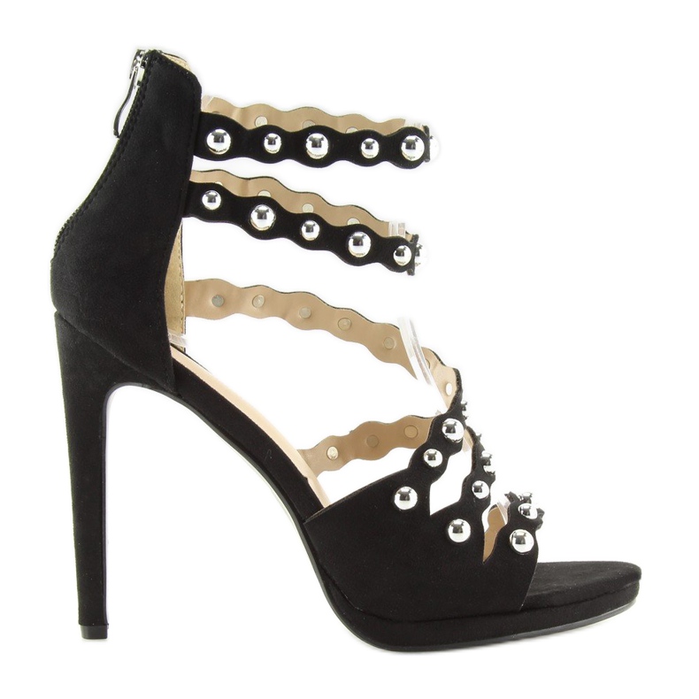 Sandálias pretas de salto alto C-37 Black preto