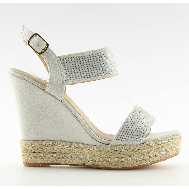 Sandália cinza com salto de cunha 3811-7 Cinza