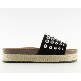 Chinelos alpargatas pretas com tachas S03 preto