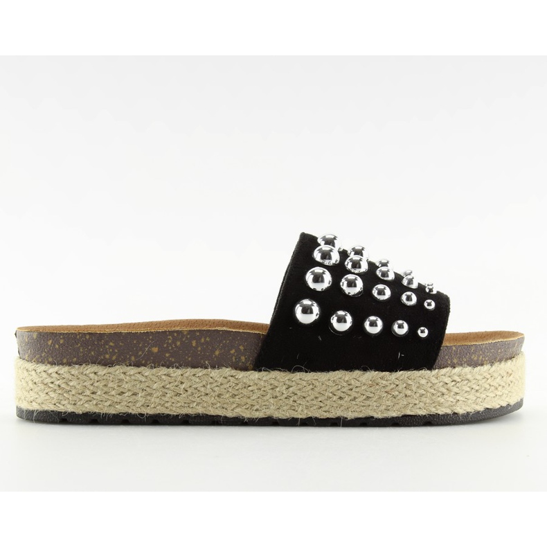 Chinelos alpargatas pretas com tachas S03 preto