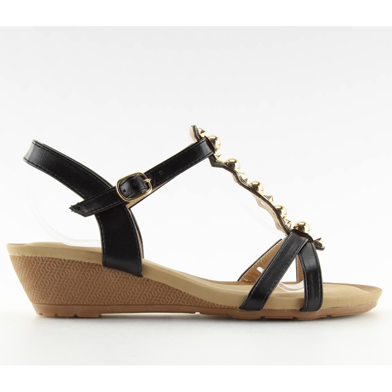 Sandálias pretas de salto baixo preto HX-1 Preto