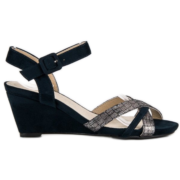 Evento Sandálias de cunha de camurça azul