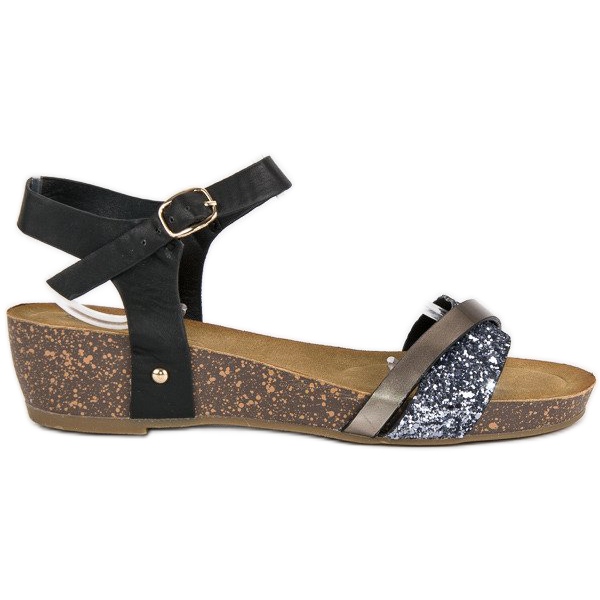 Sandálias de cunha confortáveis preto