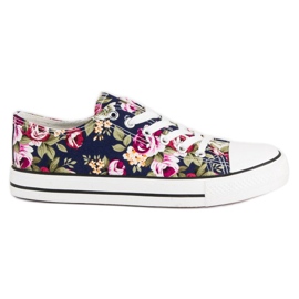Tênis com cadarço com flores multicolorido Tênis com cadarço com flores multicolorido