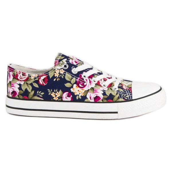 Tênis com cadarço com flores multicolorido