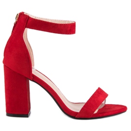 Sandálias de camurça com zíper vermelho